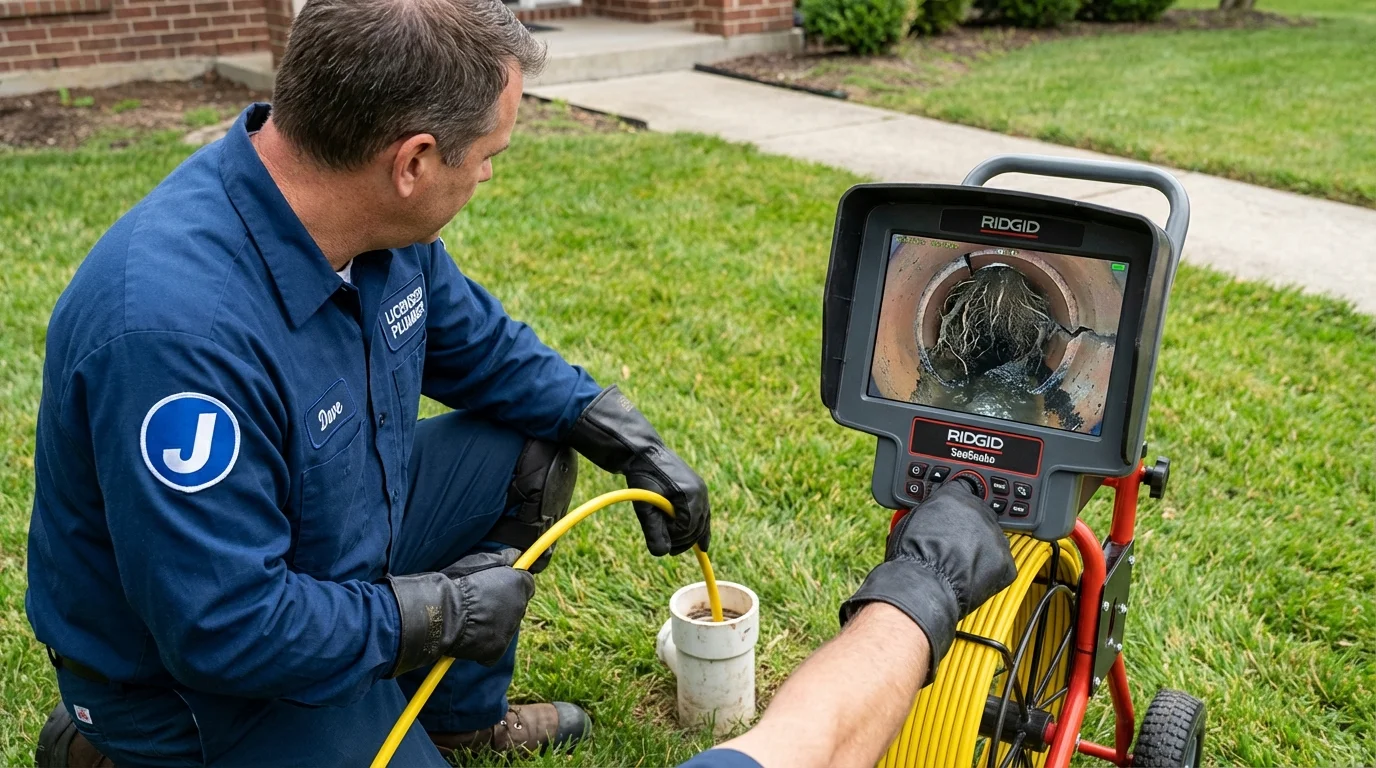 Sewer camera inspection being performed by Johns Plumbing LLC in Berryville