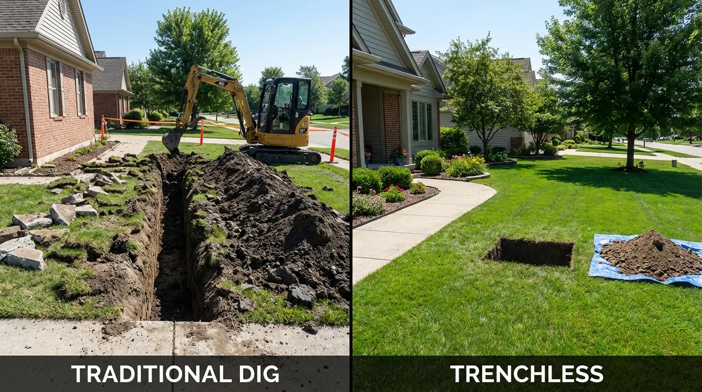 Trenchless sewer repair with minimal yard damage versus traditional excavation in Berryville, VA